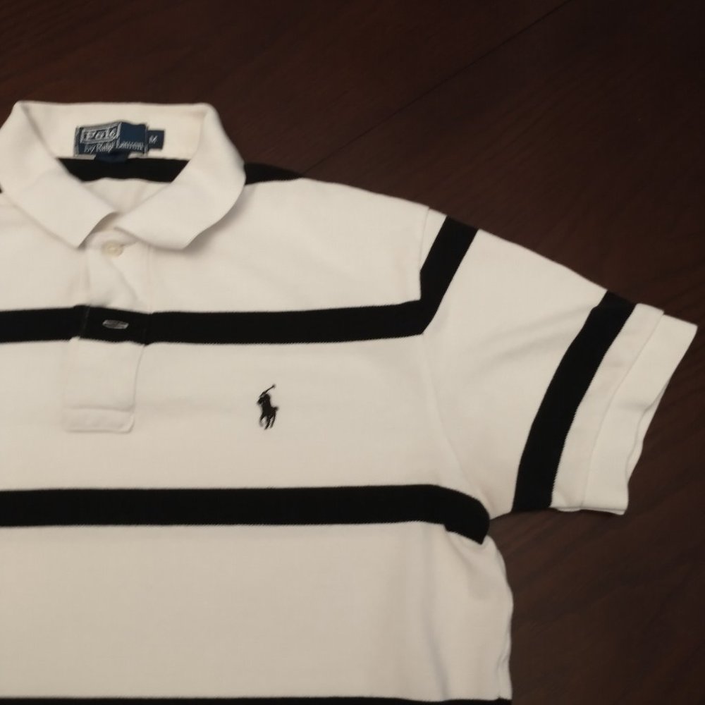 Men's Polo by Ralph Lauren white/blue polo shirt